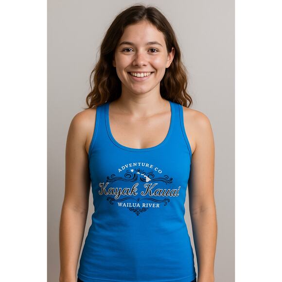 Ouray Tops - Athleisure Blue Graphic Tank Top Royal Island Live Love Ouray Size Large